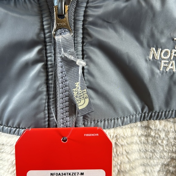 The North Face Girls OSO Striped Vintage White Hooded Fleece Jacket Medium 10-12 - Picture 8 of 12